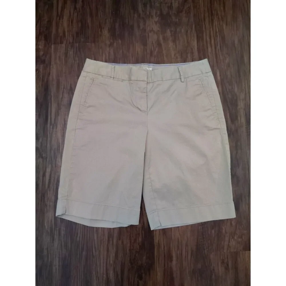 J.Crew Chino Shorts Womens 2 Khaki Flat Front Mid Rise Summer Casual